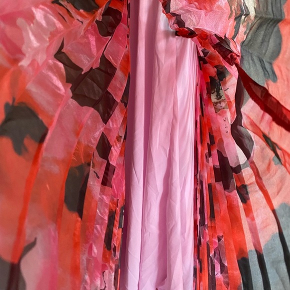 Bibhu Mohapatra Collective Pleated Floral Chiffon Hi-lo Hem Elegant Dress 2 - Picture 14 of 16